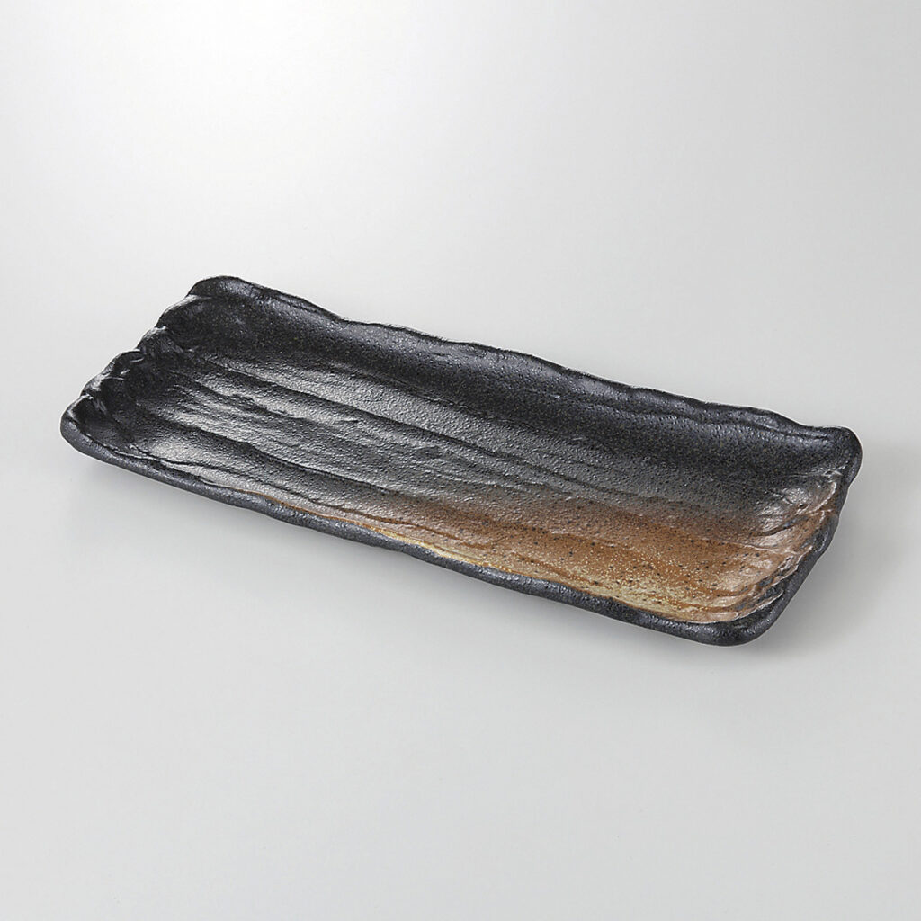 黒備前吹き 荒ソギ29cmサンマ皿
