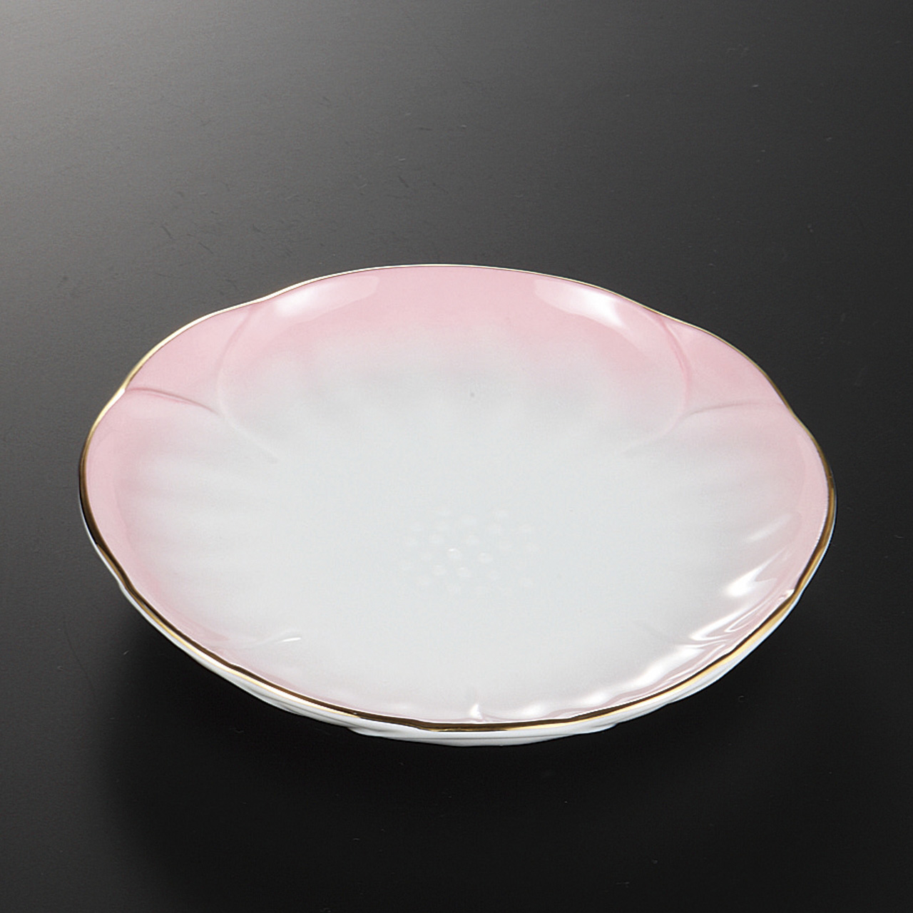 渕金ピンク吹 5．5皿