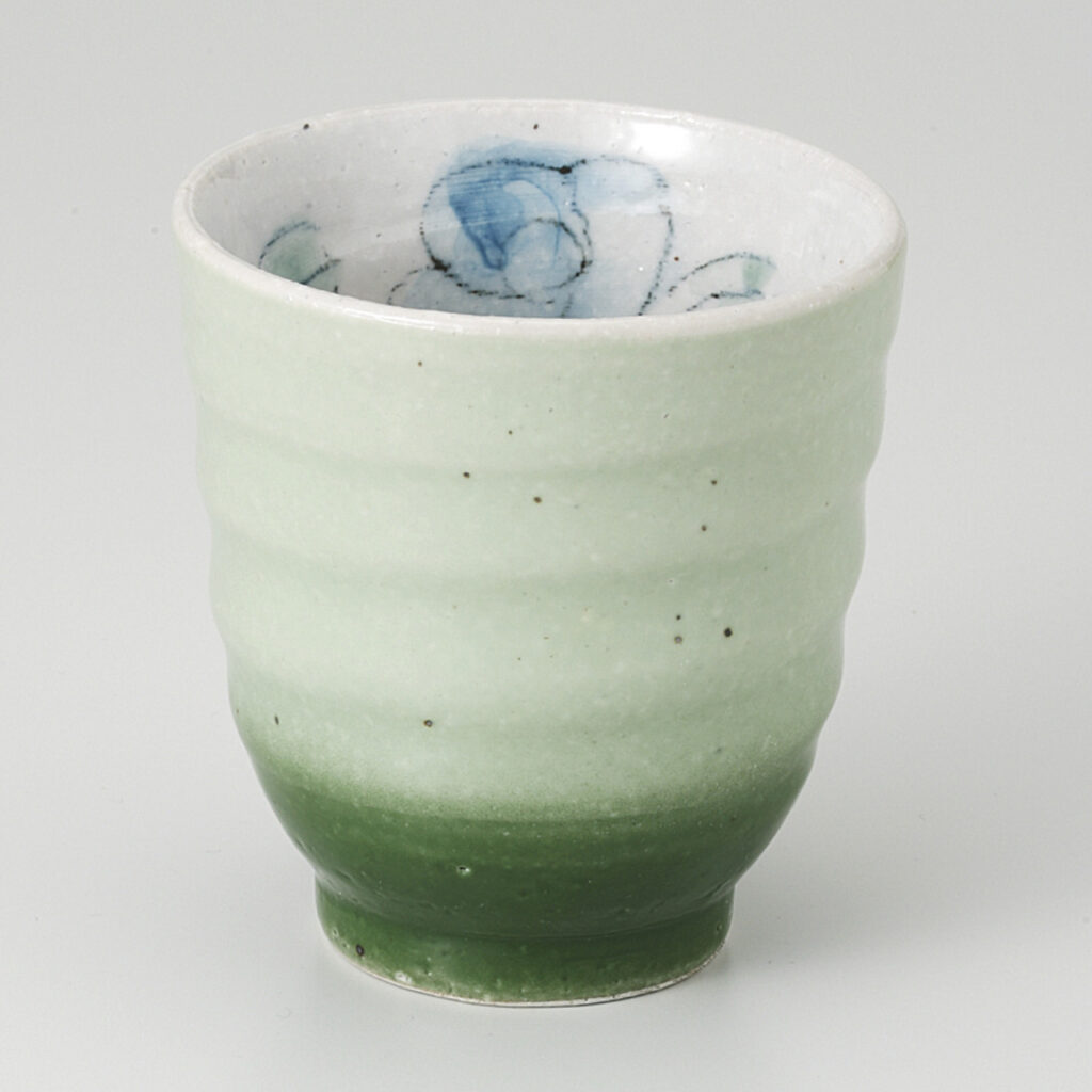 バラ 湯呑（緑）