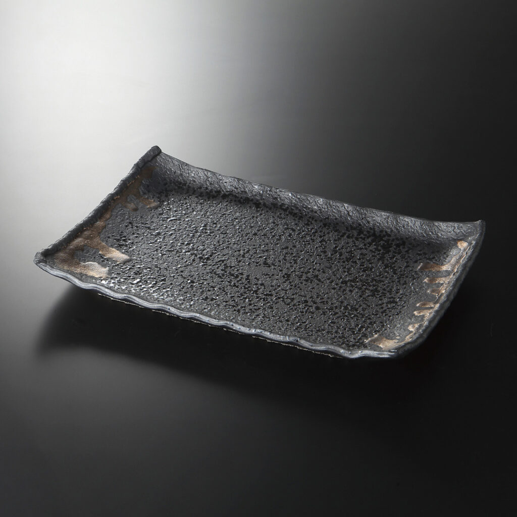油滴金彩 長角皿（手造）